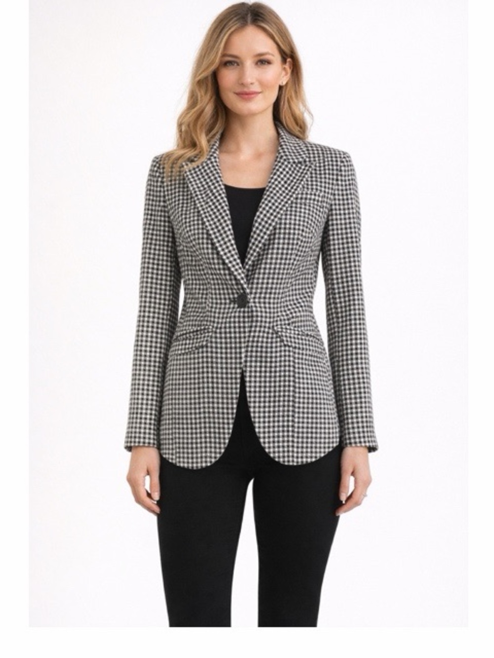 Nasty Gal Check Curve Hem Blazer NWT